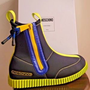Moschino Men's "Neoprene Surfer" Boots Size 44 (US Size 11)